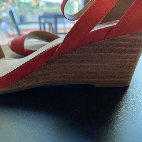 Franco Sarto Orange Suede Block Sandals 6.5 - Picture 4 of 8